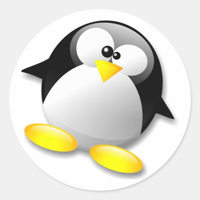 LINUX TUX CRYSTAL CLASSIC ROUND STICKER (Front)