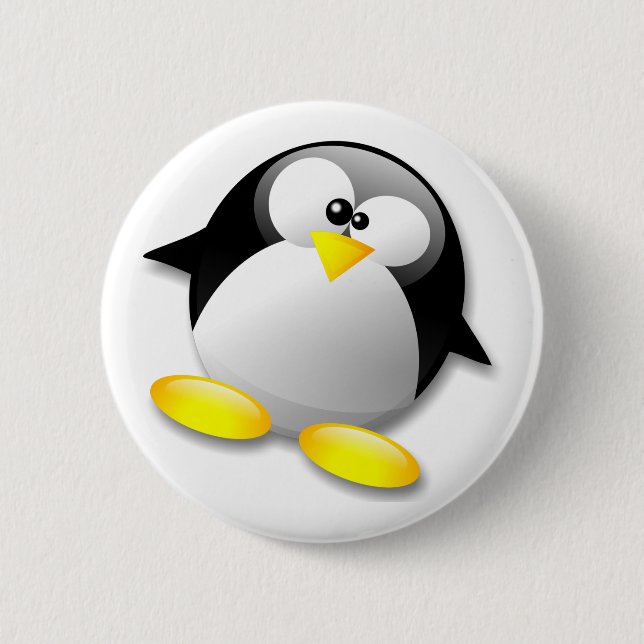 LINUX TUX CRYSTAL PINBACK BUTTON (Front)