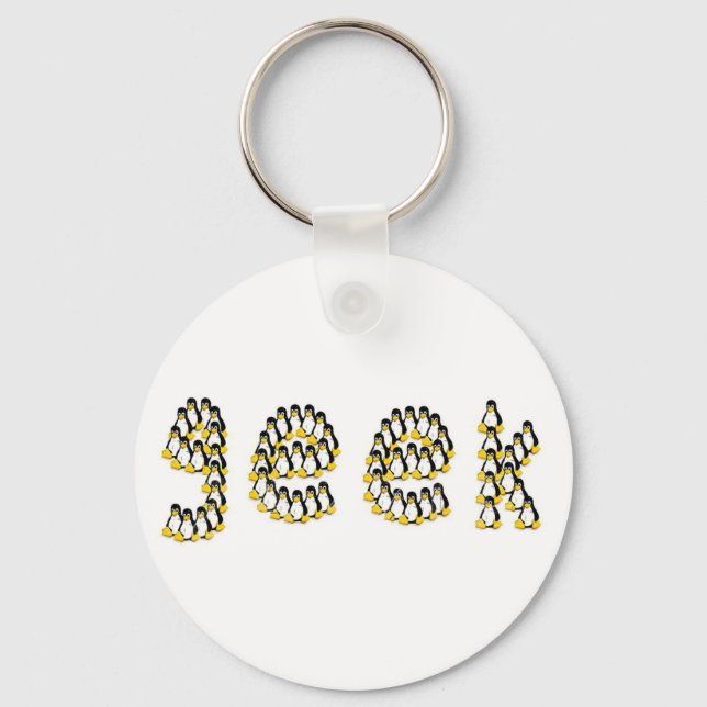 Linux Tux Geek Keychain (Front)