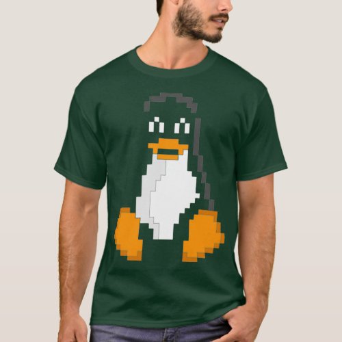 Linux Tux in Pixel Art for Sysadmins and Hackers T_Shirt