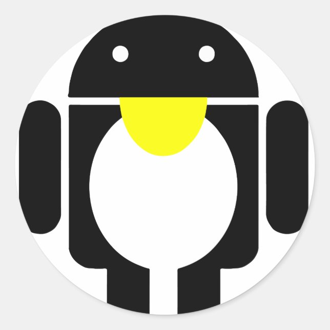 Linux Tux penguin android Classic Round Sticker (Front)