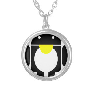 Linux Tux penguin android Silver Plated Necklace