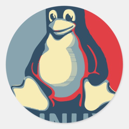 Linux tux penguin classic obama poster classic round sticker