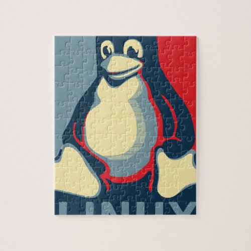 Linux tux penguin classic obama poster jigsaw puzzle