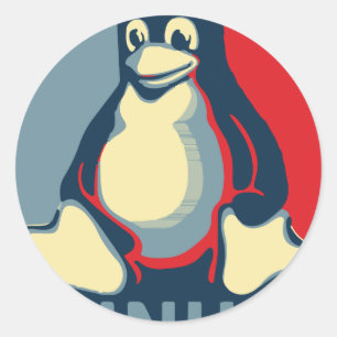 Linux tux penguin classic obama poster round sticker