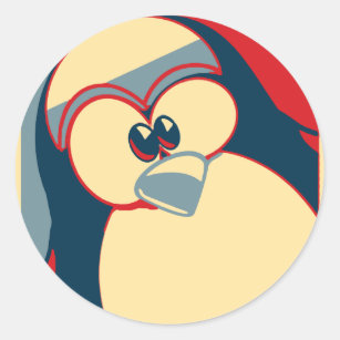 Linux Tux penguin Obama poster Classic Round Sticker