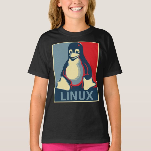 Linux tux penguin obama poster Classic T-Shirt (Front)