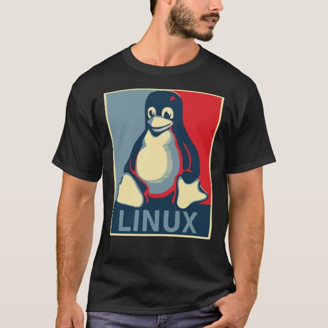 Linux tux penguin obama poster Classic T-Shirt (Front)
