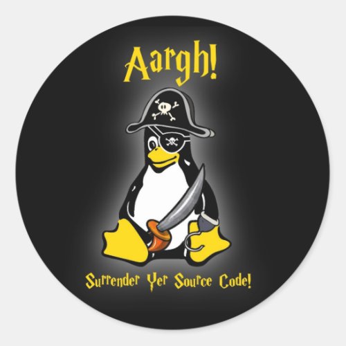 Linux Tux Penguin Pirate Sticker Black Ubuntu etc