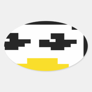 LINUX TUX PENGUIN PIXEL FACE OVAL STICKER