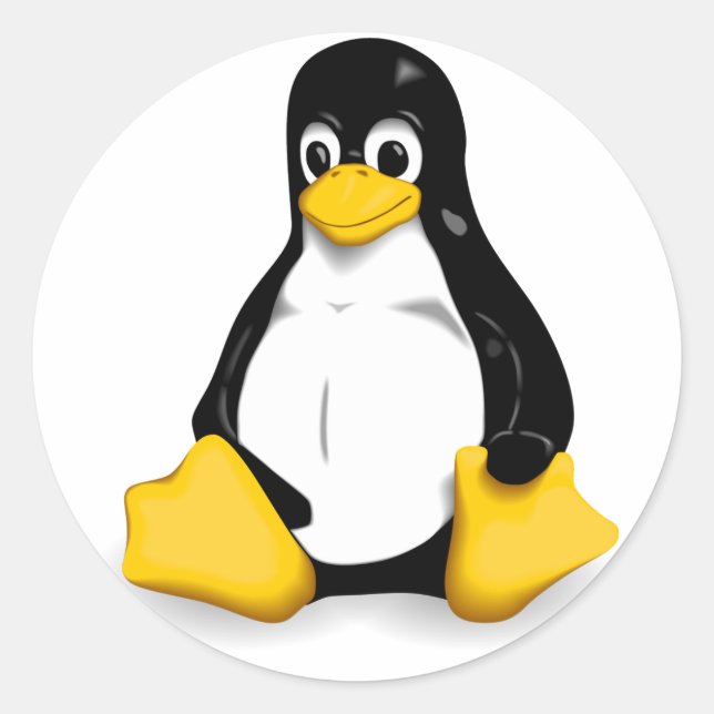 Linux Tux Round Sticker (Front)