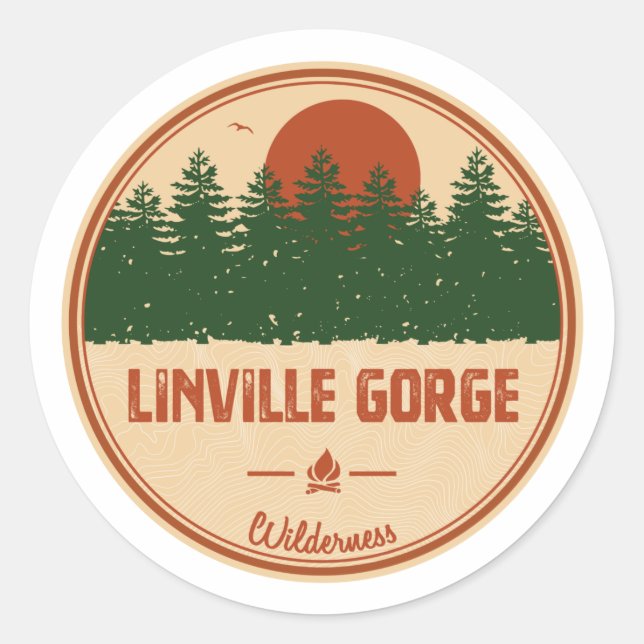 Linville Gorge Wilderness North Carolina Classic Round Sticker (Front)