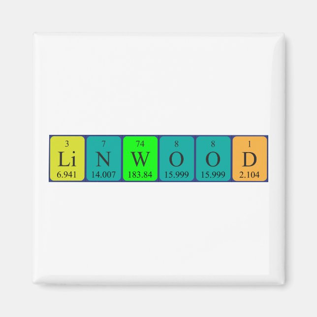 Linwood periodic table name magnet (Front)