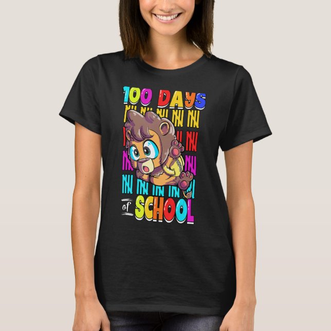 Lion 100 Days Of School T-Shirt (Front)