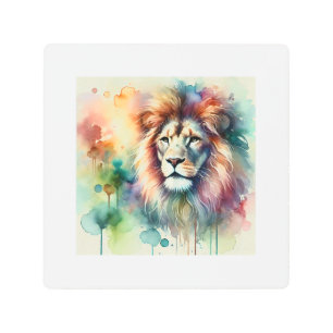 Lion 111024AREF126 - Watercolor Metal Print