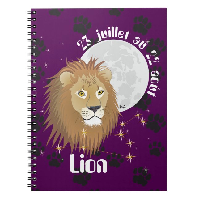 Lion 23 juillet au 22 août Carnet Notebook (Front)
