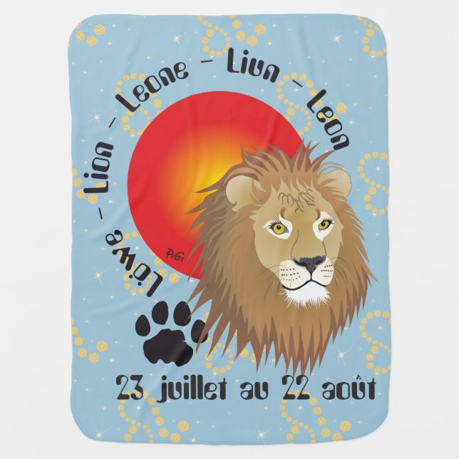 Lion 23 juillet au 22 août Couverture bébé Swaddle Blanket (Front)