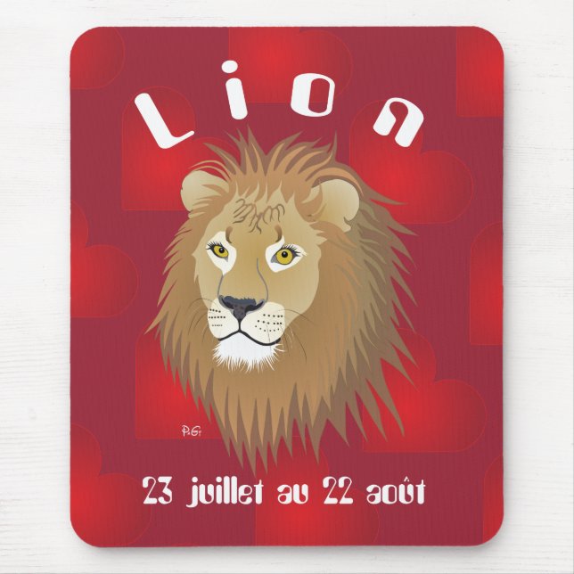Lion 23 juillet au 22 août Tapi de souri Mouse Pad (Front)