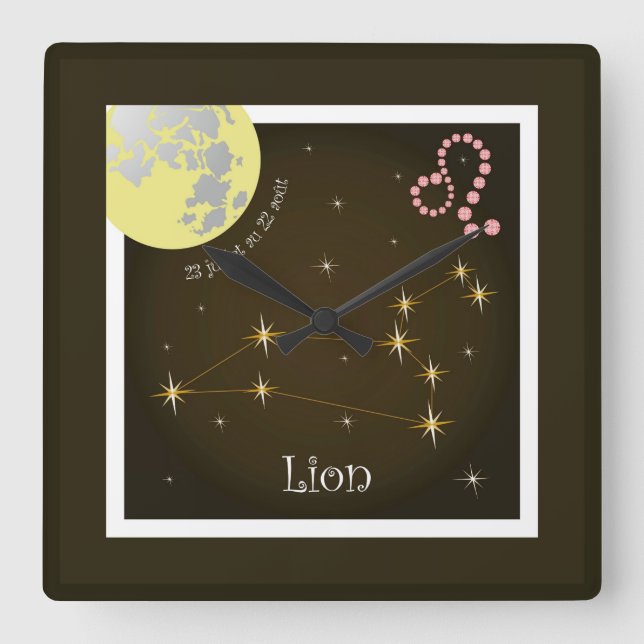 Lion 23 juillet au 22 août Uhr Square Wall Clock (Front)
