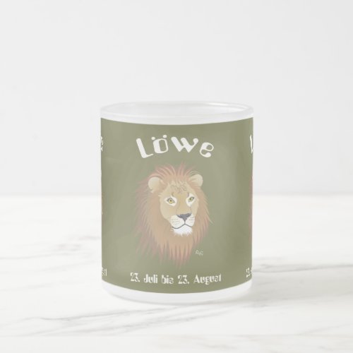 Lion 23 July to 22 August Frosted Glass Coffee Mug