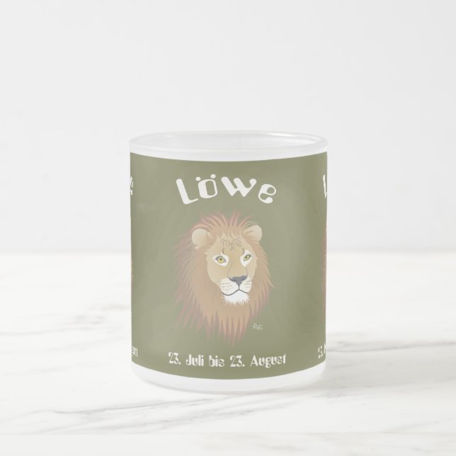 Lion 23 July to 22 August Frosted Glass Coffee Mug (Center)