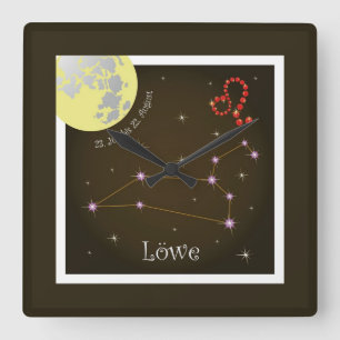 Lion 23 July to 22 August Square Wall Clock