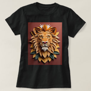 Lion 3D Paper Art Design T-shirt 