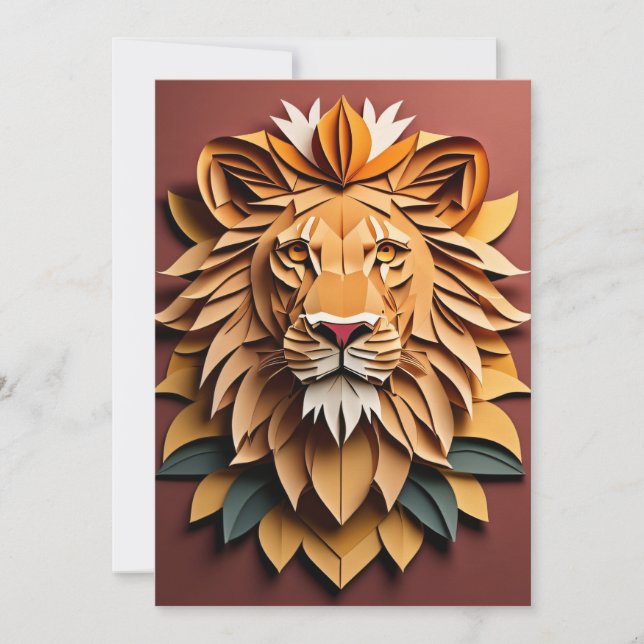 Lion 3D Paper Art Design T-shirt  Invitation (Front)