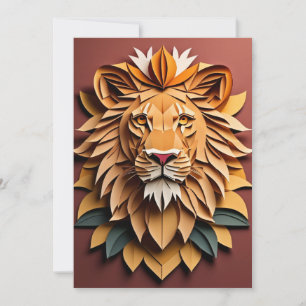 Lion 3D Paper Art Design T-shirt Invitation