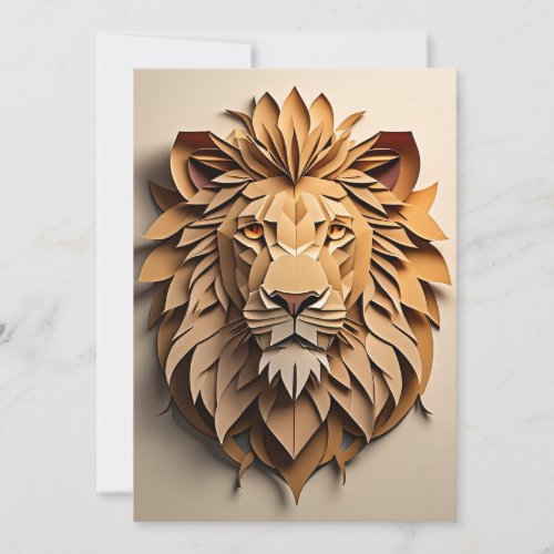 Lion 3D Paper Art Design T_shirt  Invitation