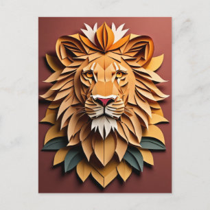 Lion 3D Paper Art Design T-shirt Postcard