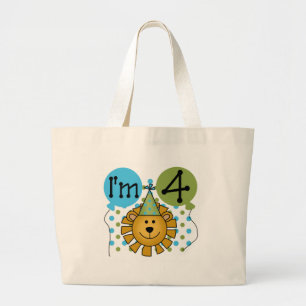 Lion 4th Birthday T-shirts and Gifts Large Tote Bag