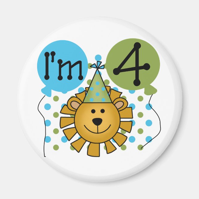 Lion 4th Birthday T-shirts and Gifts Magnet (Front)
