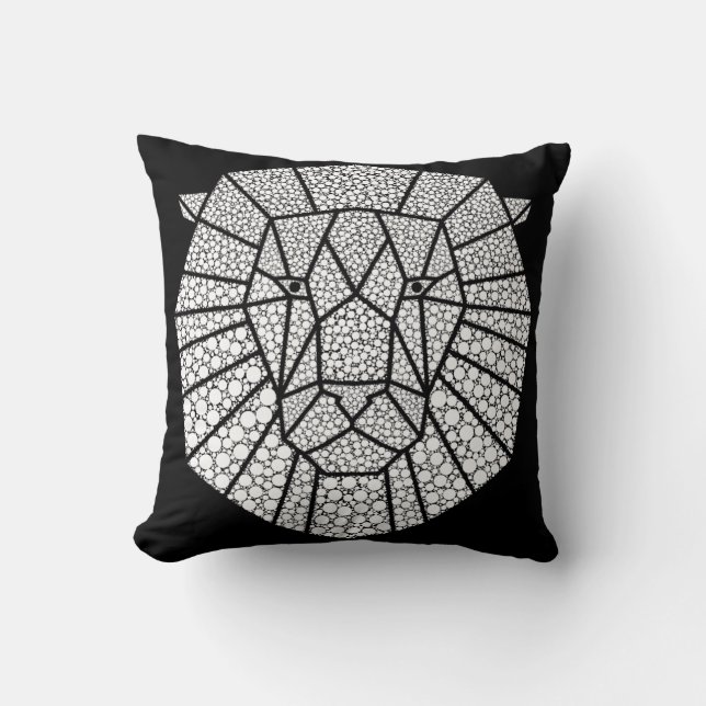 Lion Abstract Art Illustration Throw Pillow (Front)