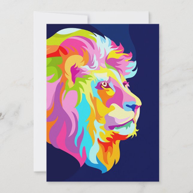 Lion Abstract Lion Head In Pop Invitation (Front)