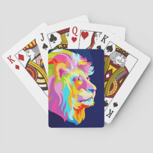 Lion Abstract Lion Head In Pop Poker Cards