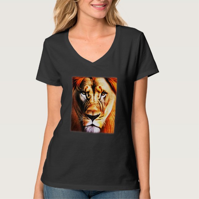 Lion Africa predator print head imprint with wild  T-Shirt (Front)
