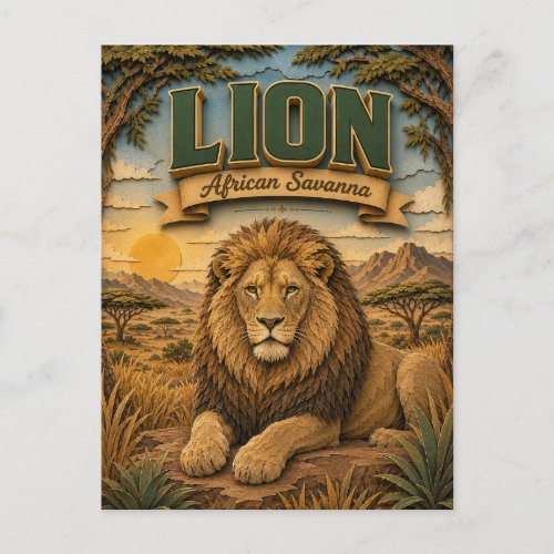 Lion African Savanna POPCUT Postcard