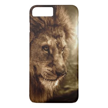 Lion Against Stormy Sky Iphone 8 Plus/7 Plus Case by wildlifecollection at Zazzle