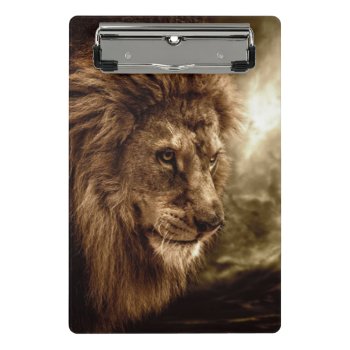 Lion Against Stormy Sky Mini Clipboard by wildlifecollection at Zazzle