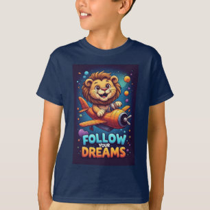 🦁 Lion Airplane Adventure Kids Fun Graphic ✈️ T-Shirt
