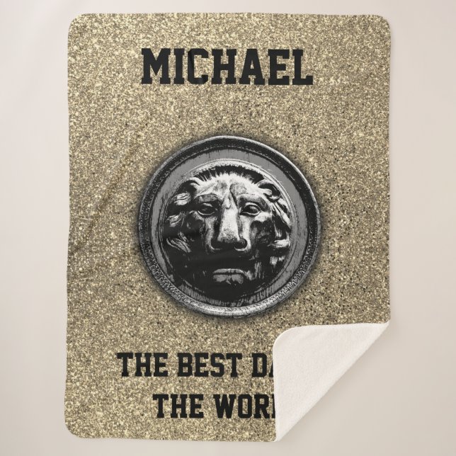 Lion Ancient Symbol in Modern Trendy Graphics Sherpa Blanket (Front)