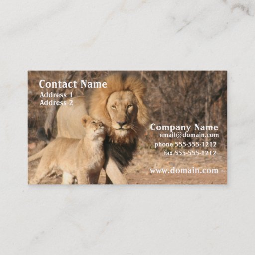Customizable Lion and Cub Business Card
