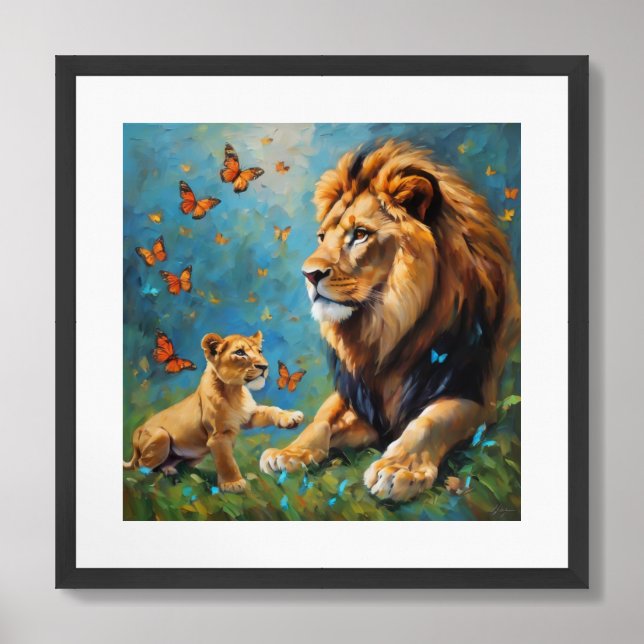 Lion And Cub Framed Art (Framed Front)