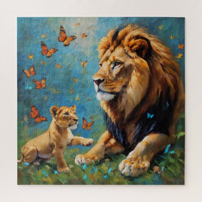 Lion And Cub Jigsaw Puzzle (Vertical)