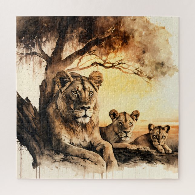 Lion and Cubs Puzzle (Vertical)