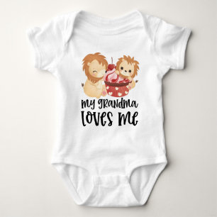 Lion and Cupcake - My Grandma Loves Me Baby Bodysuit