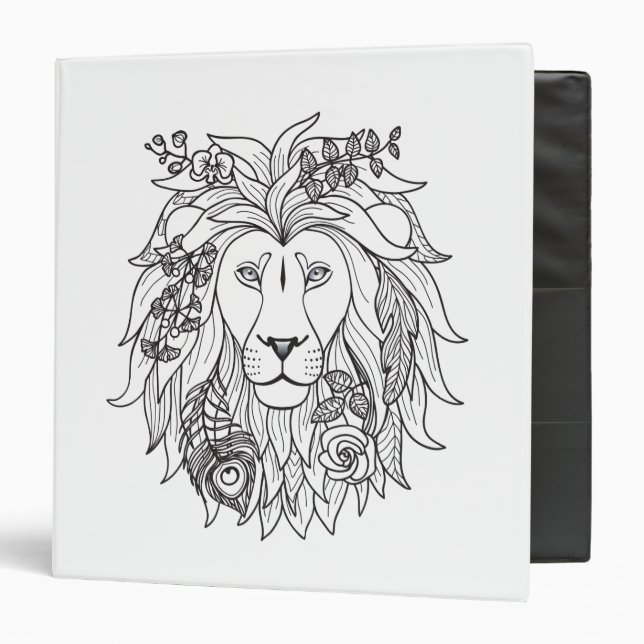 Lion And Flowers Doodle Binder (Front/Inside)