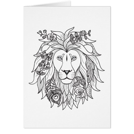 Lion And Flowers Doodle Cards (Front)