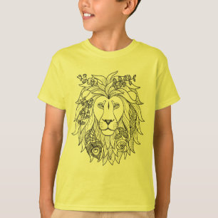 Lion And Flowers Doodle T-Shirt